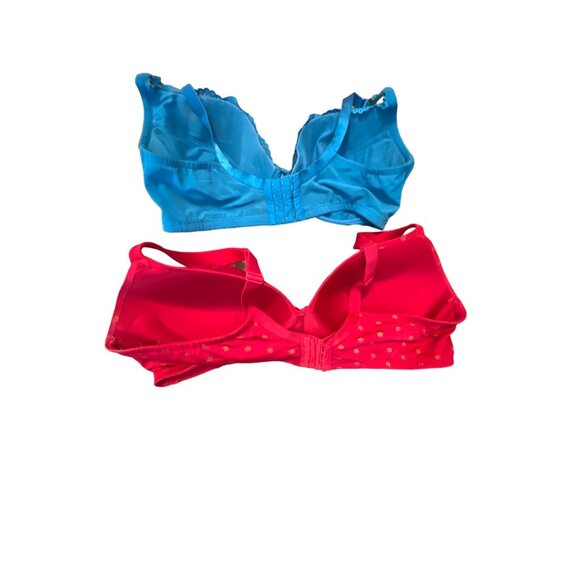Cacique Size 44D Lot of 2 Bras Red Polka Dot Bra and Blue Lace Bra - Picture 4 of 5